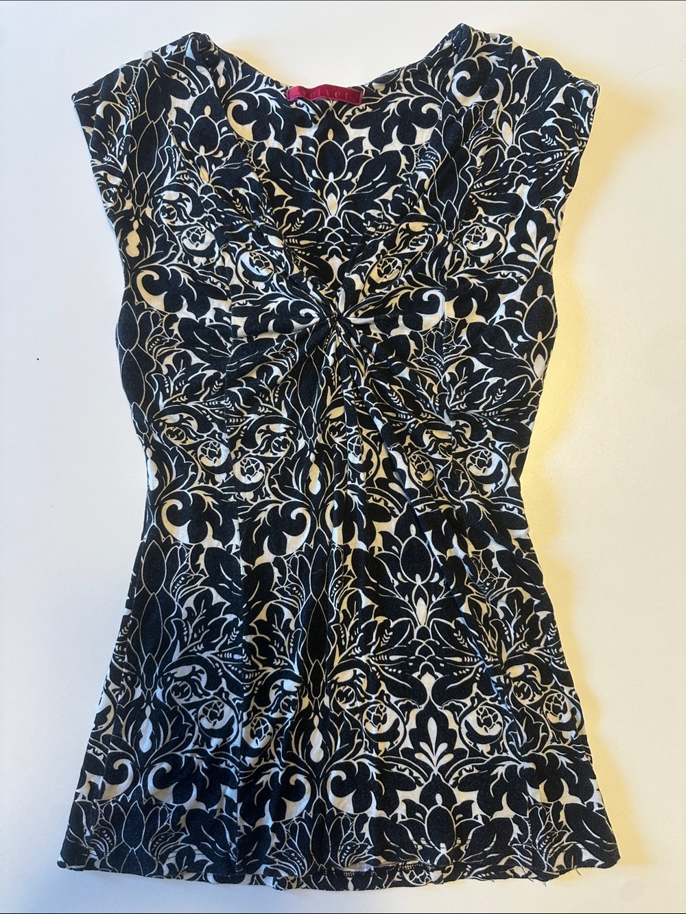 Velvet White and Black Floral Women’s Top